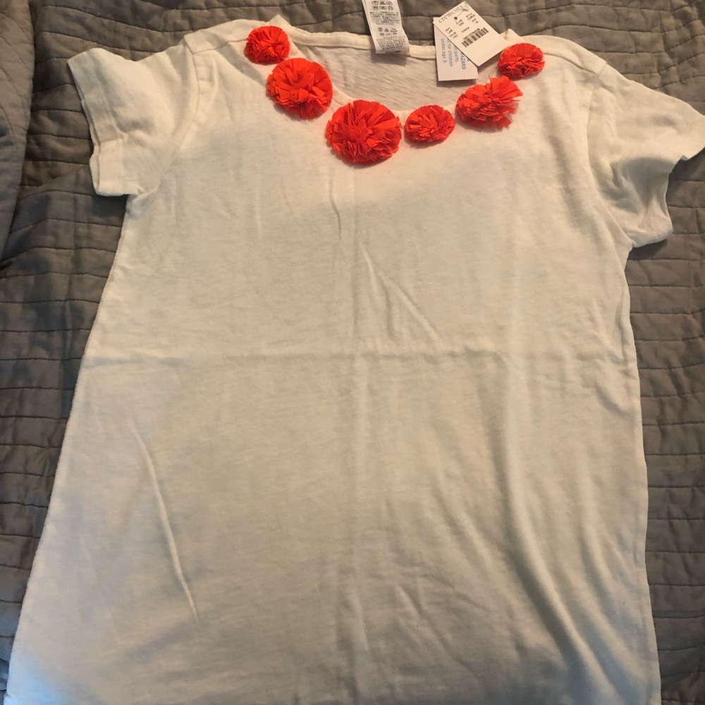 white/cream t-shirt with orange flowers